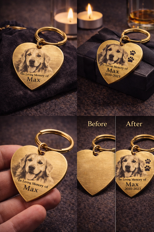 Custom Pet Photo Engraved Tag - Personalized Memorial Keepsake