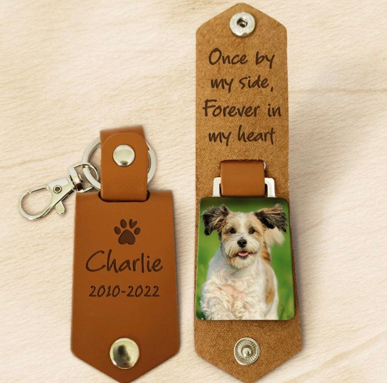 Custom Pet Photo Engraved Tag - Personalized Memorial Keepsake